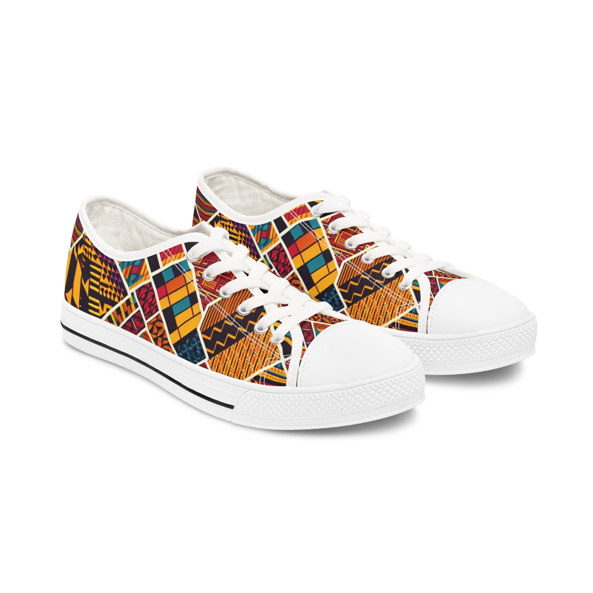 "AfroStride Kente Kicks" - Women's Lowtop Sneakers