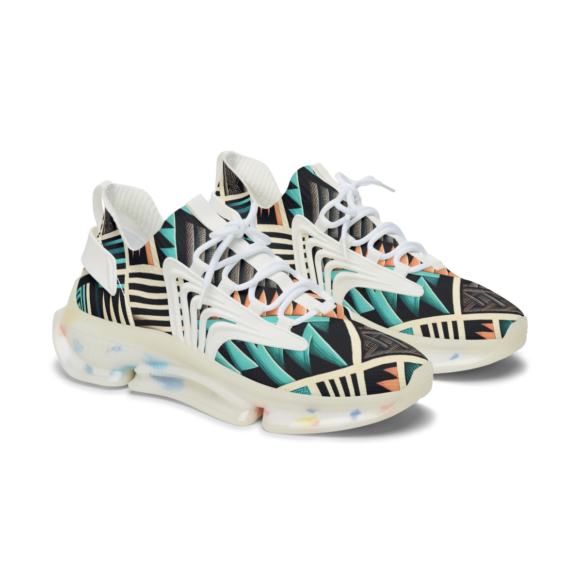 "AfroPulse Kente Kicks" - Women's Mesh Sneaker