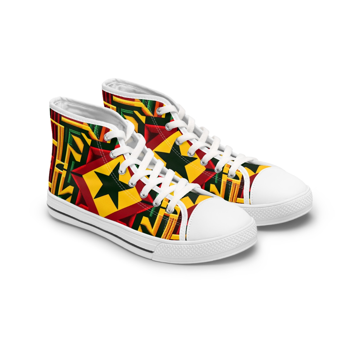 "AfroFusion Kente Kicks" - Womn's High top Sneakers
