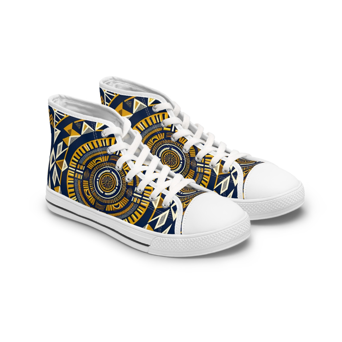 "Heritage Stride: Ethnic Kente-inspired Sneakers" - Womn's High top Sneakers