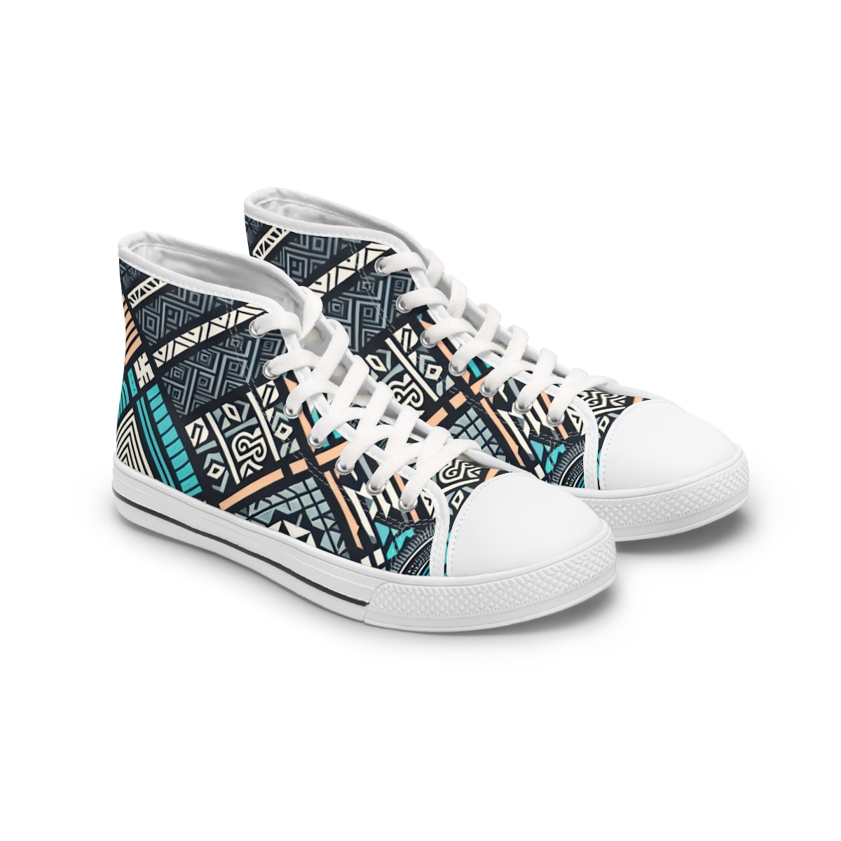 "AfroFusion Kente Kicks" - Womn's High top Sneakers