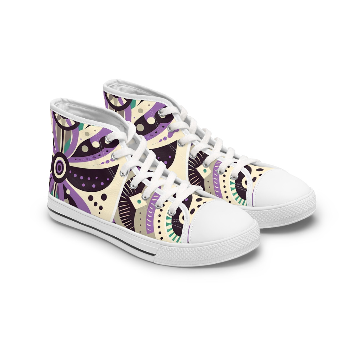 "Kwame Kicks - AfroFusion Kente Sneakers" - Womn's High top Sneakers