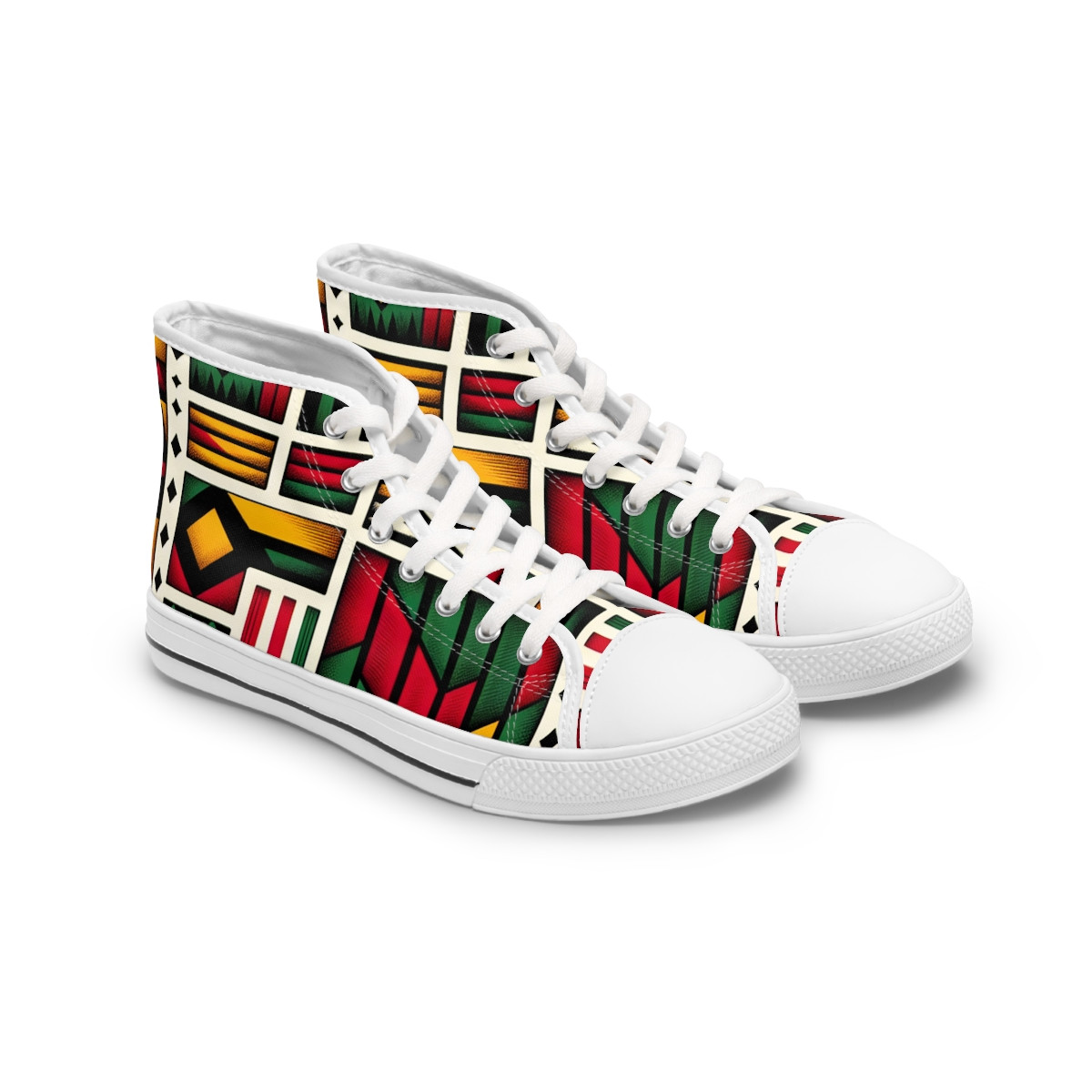 "AfroFusion Kente Kicks" - Womn's High top Sneakers