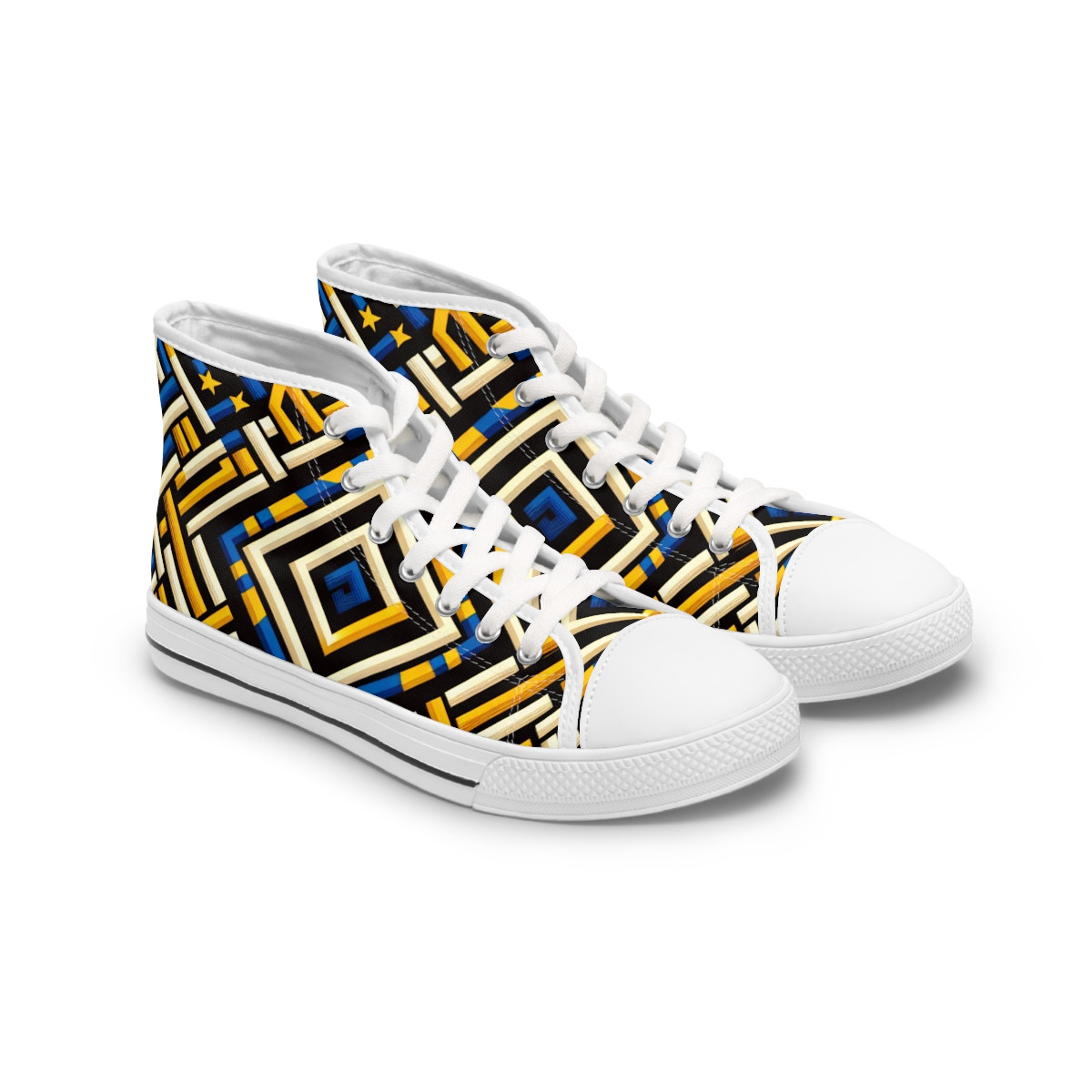 "AfroStride: Kente Kicks" - Womn's High top Sneakers