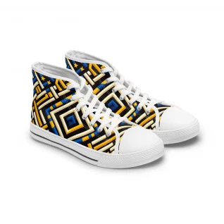 "AfroStride: Kente Kicks" - Womn's High top Sneakers