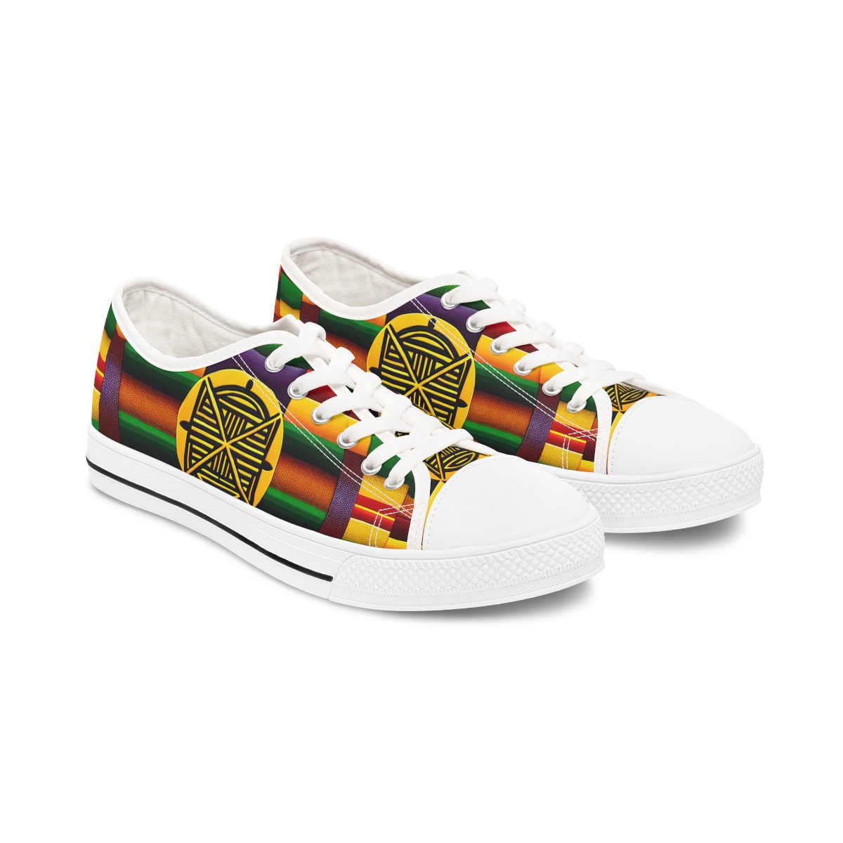 "Heritage Stride Kente Kicks" - Women's Lowtop Sneakers