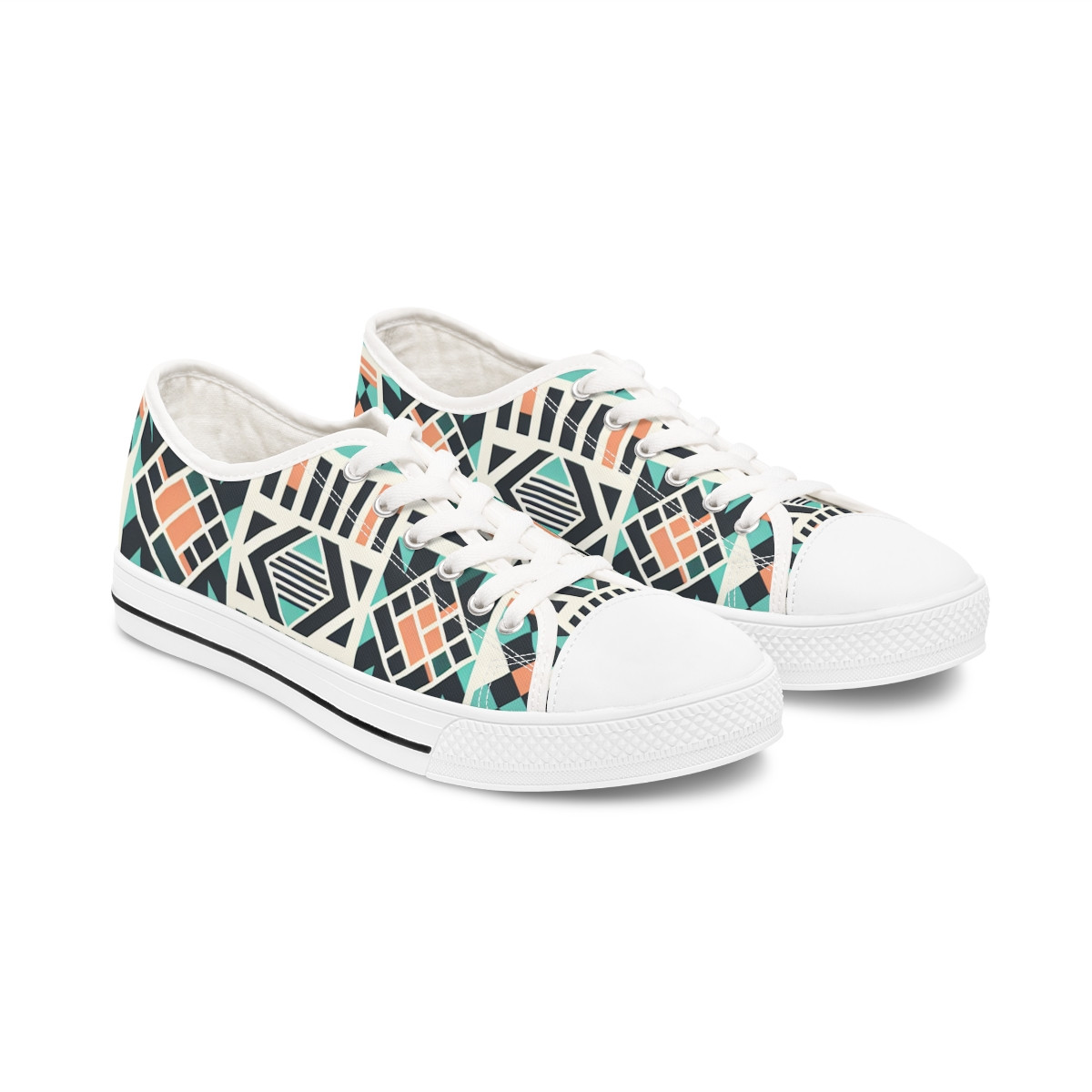 "AfroSplash Kente Kicks" - Women's Lowtop Sneakers