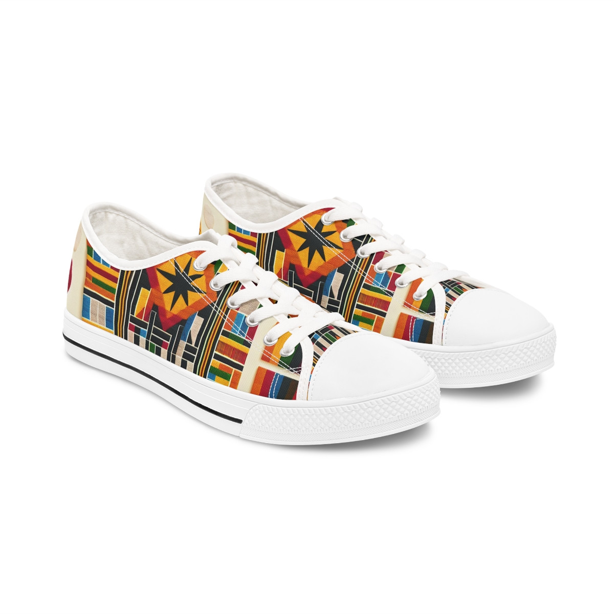 "Kente Kaleidoscope Kicks" - Women's Lowtop Sneakers