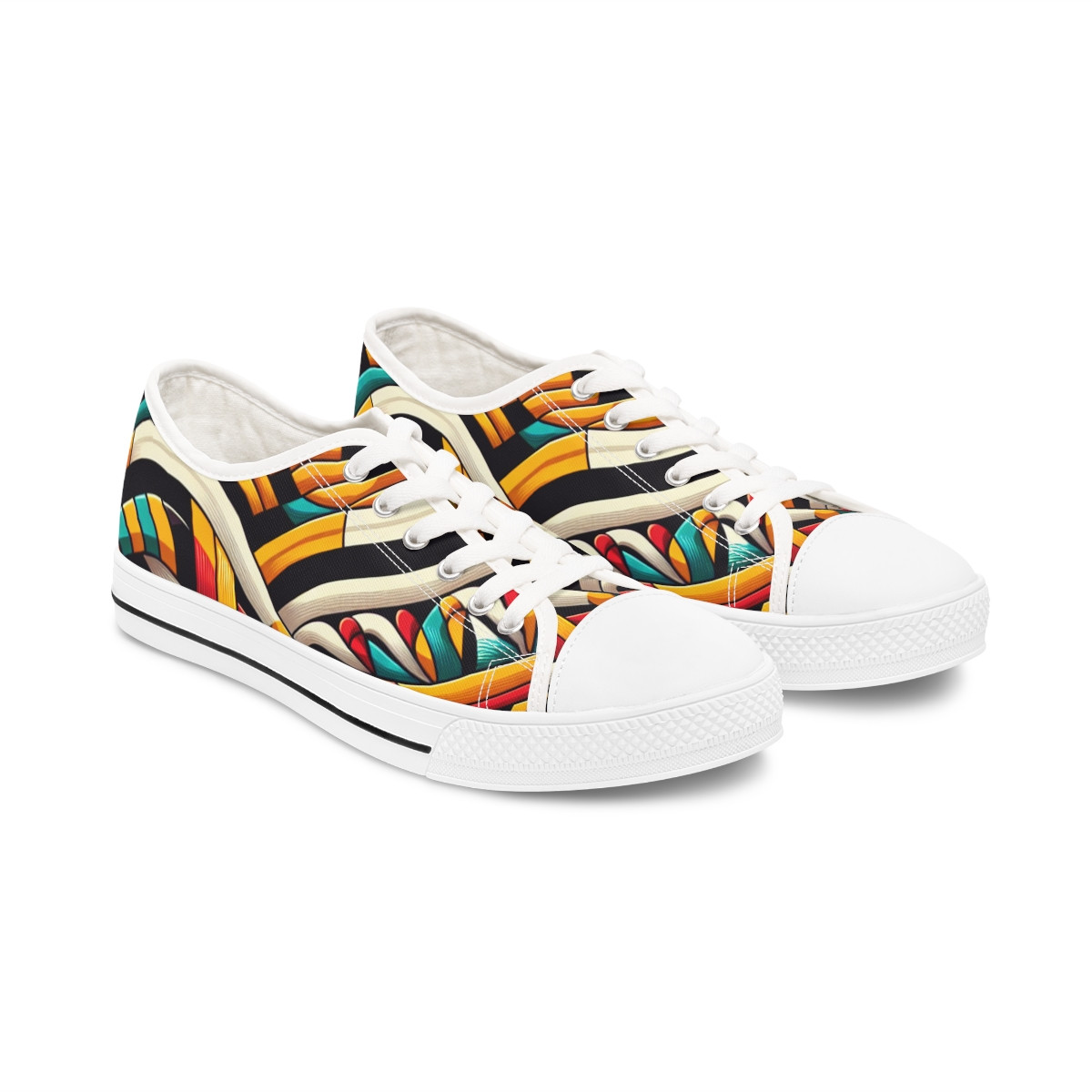 "AfroStride Kente Kicks" - Women's Lowtop Sneakers