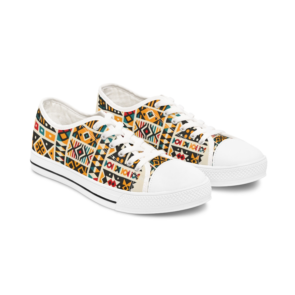 "AfroStride Kente Kicks" - Women's Lowtop Sneakers