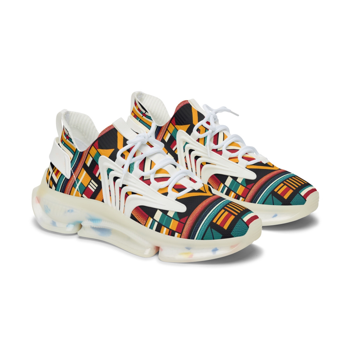 "KenteKicks: AfroFusion Stroll Sneakers" - Women's Mesh Sneaker