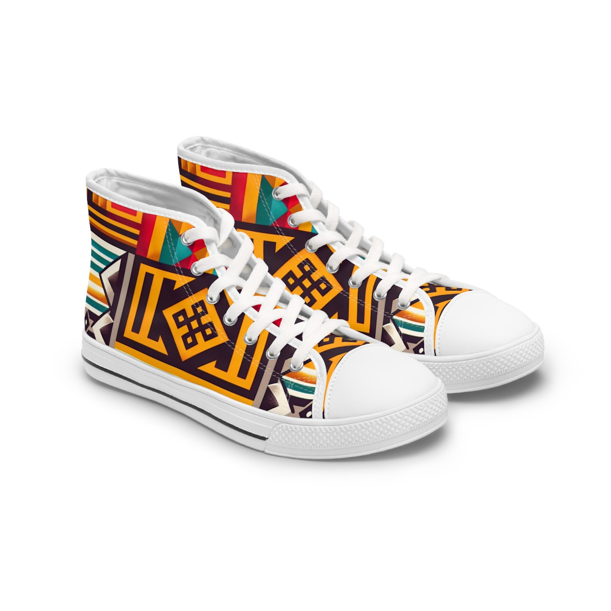 "AfroPulse Kente Kicks" - Womn's High top Sneakers