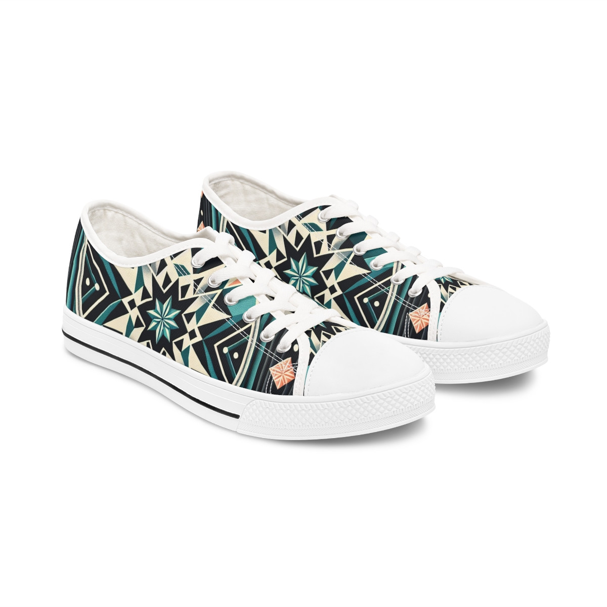 "AfroFusion Kente Kicks" - Women's Lowtop Sneakers