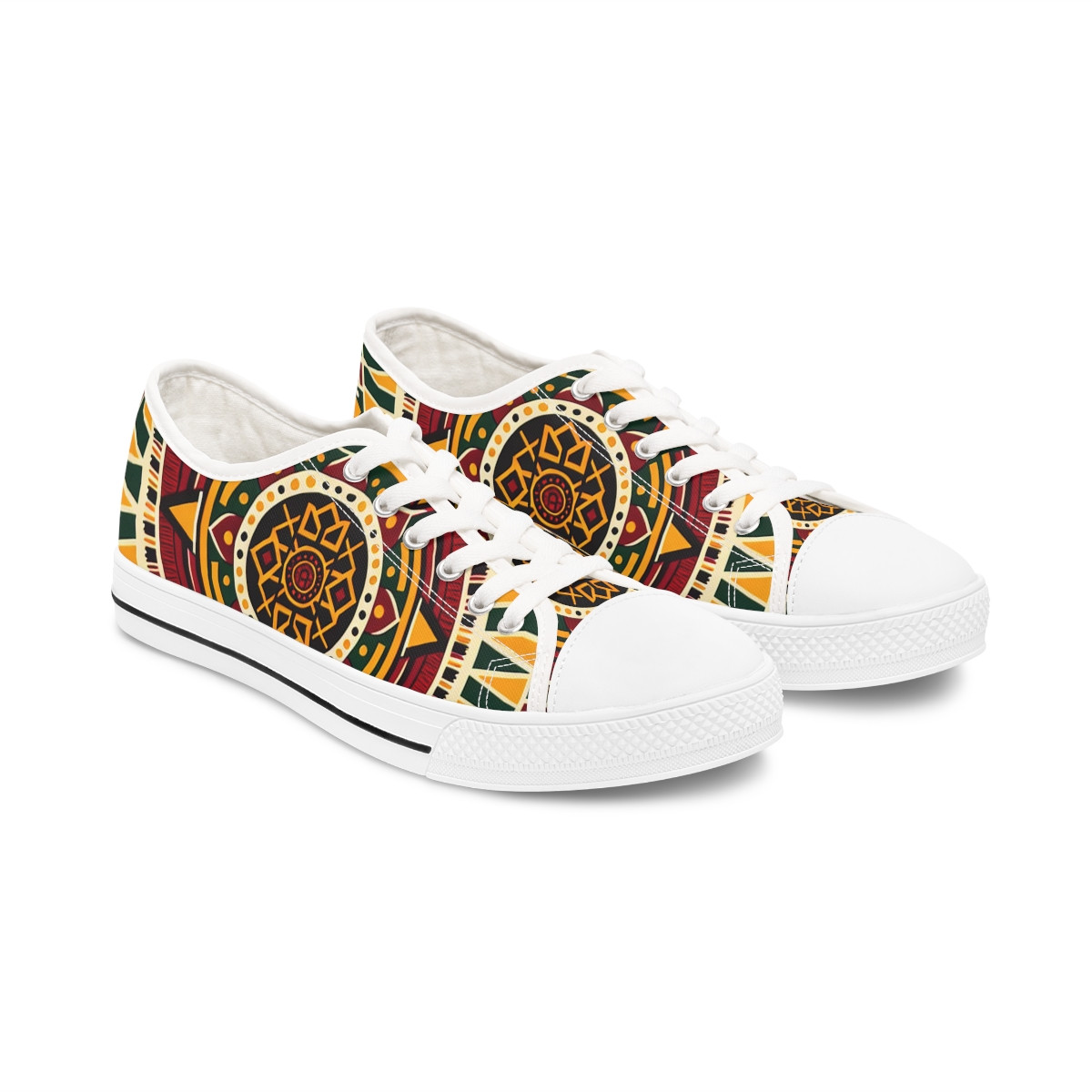 "Heritage Stride: Kente Fusion Sneakers" - Women's Lowtop Sneakers