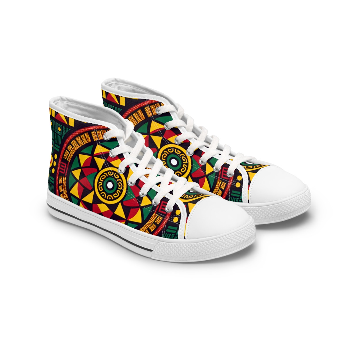 "AfraPulse Kente Kicks" - Womn's High top Sneakers