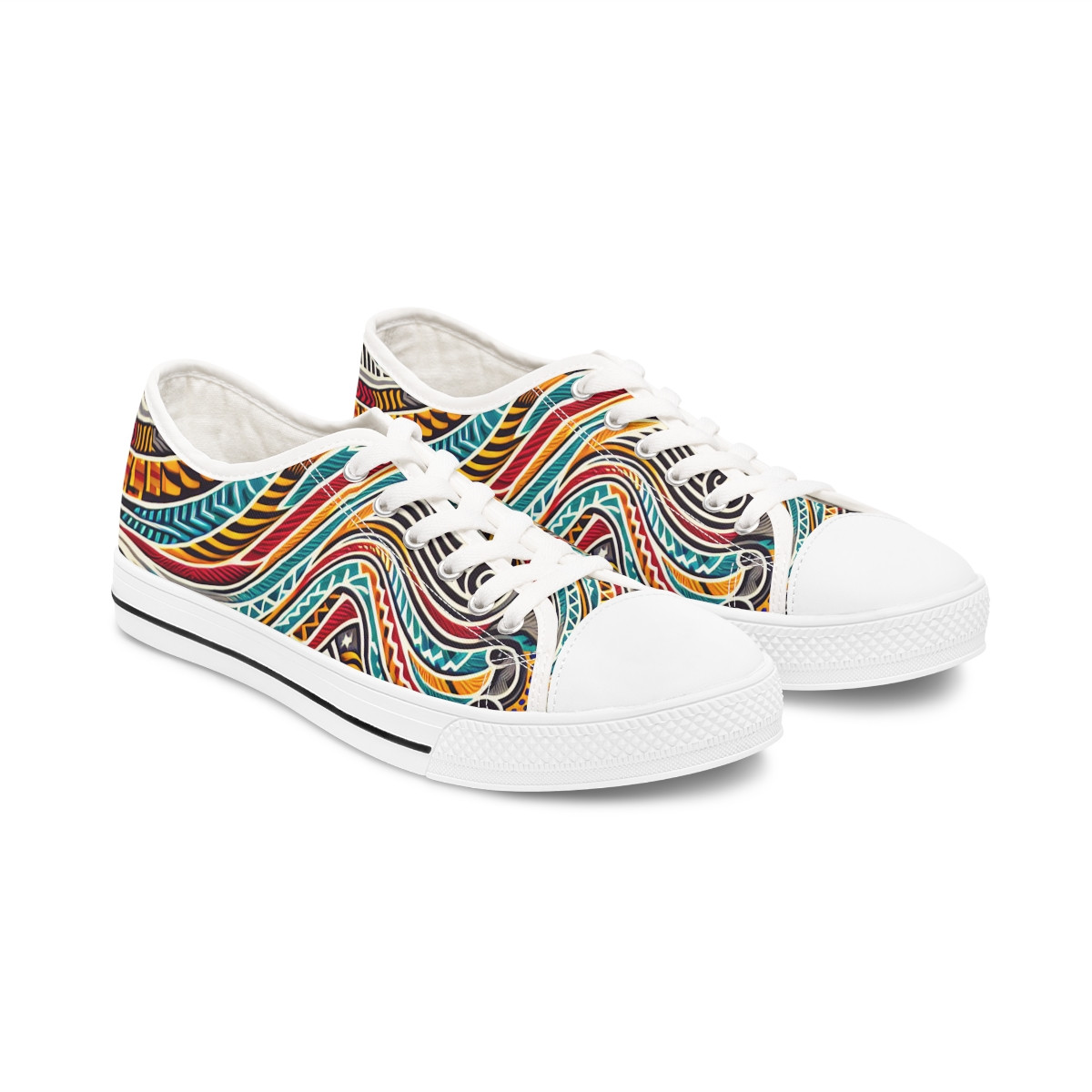 "Heritage Stride Kente Kicks" - Women's Lowtop Sneakers