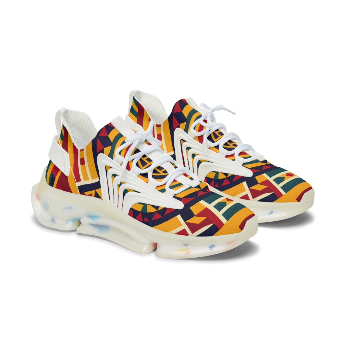 "Heritage Stride: AfroFusion Kente Kicks" - Women's Mesh Sneaker