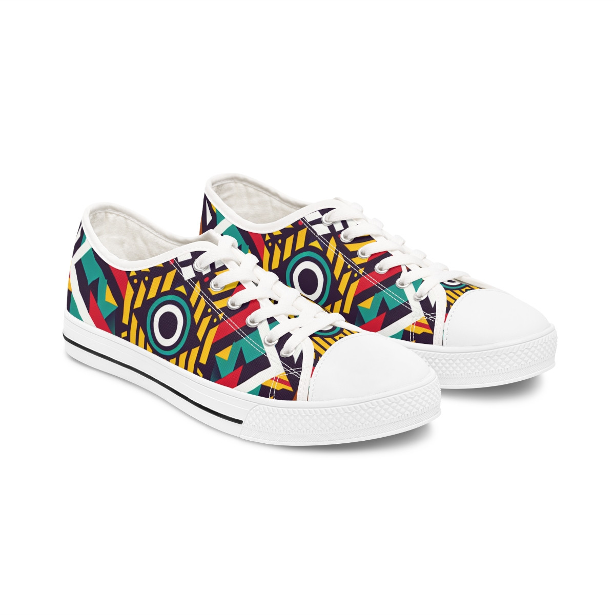 "African Sunburst Kente Kicks" - Women's Lowtop Sneakers
