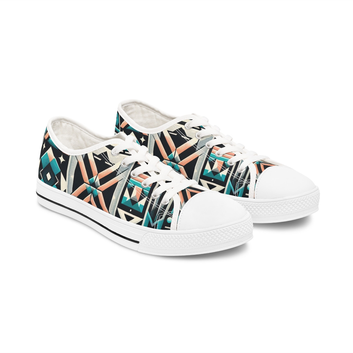 "Afrocentric Stride: Kente Kaleidoscope Sneakers" - Women's Lowtop Sneakers