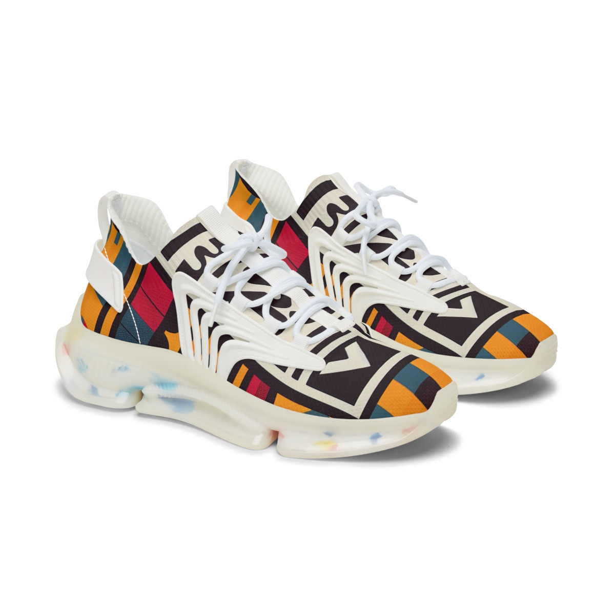 "AfroPulse Kente Kicks" - Women's Mesh Sneaker