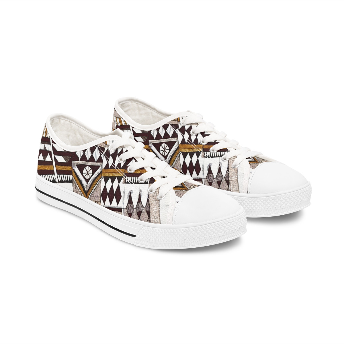 "AfroStride: Kente Kaleidoscope Sneakers" - Women's Lowtop Sneakers