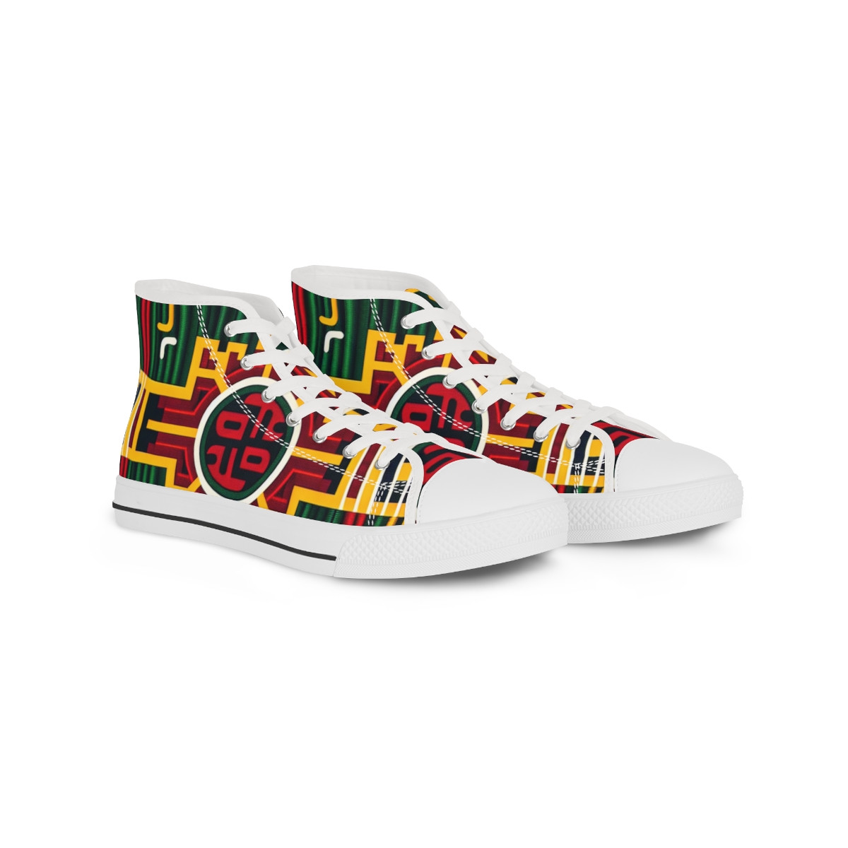 "AfroStride Kente Kaleidoscope Sneakers" - Men's High top Sneakers