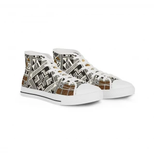"Heritage Stride: Kente Kaleidoscope Sneakers" - Men's High top Sneakers