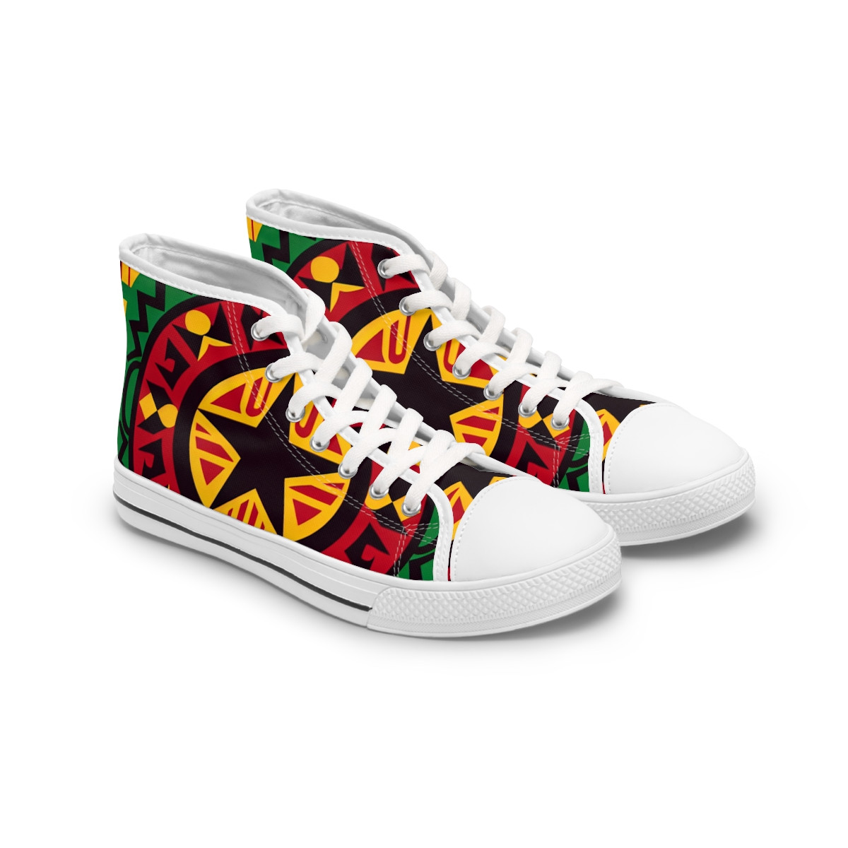 "African Pulse: Kente Kaleidoscope Sneakers" - Womn's High top Sneakers