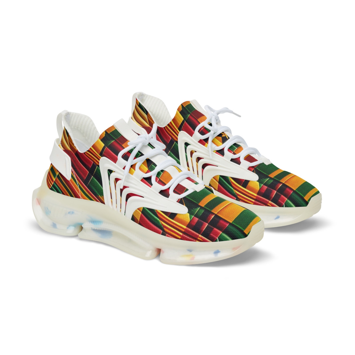 "AnkaraStride: Kente Kaleidoscope Sneakers" - Men's Mesh Sneaker