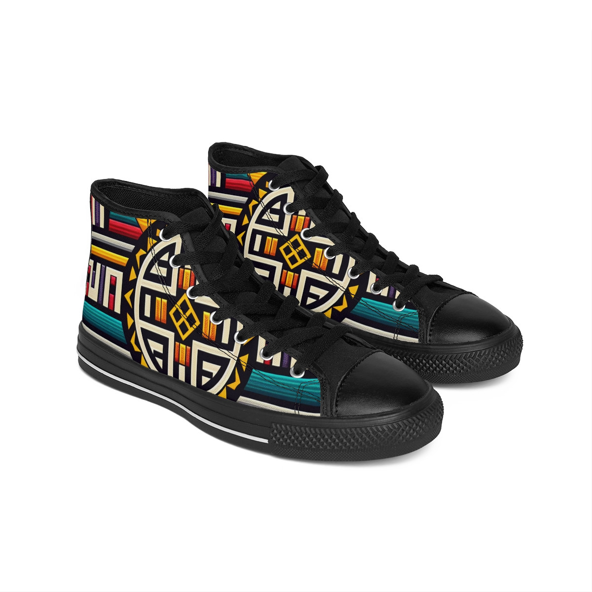"AfroStride: Kente Kaleidoscope Sneakers" - Women's Classic Sneakers