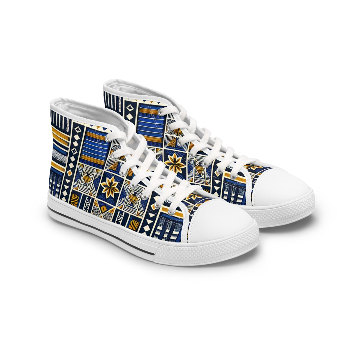 "KenteKicks: AfroFusion Footgear" - Womn's High top Sneakers