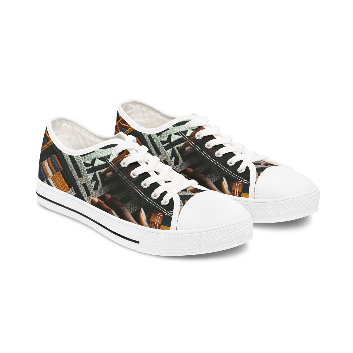"AfroElite Kente Kicks" - Women's Lowtop Sneakers