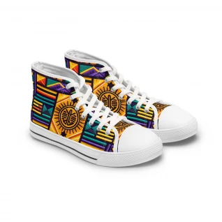 "AfroElegance KenteStride Sneakers" - Womn's High top Sneakers