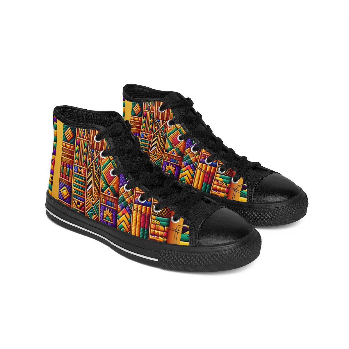 "AfroStride Kente Kicks" - Women's Classic Sneakers