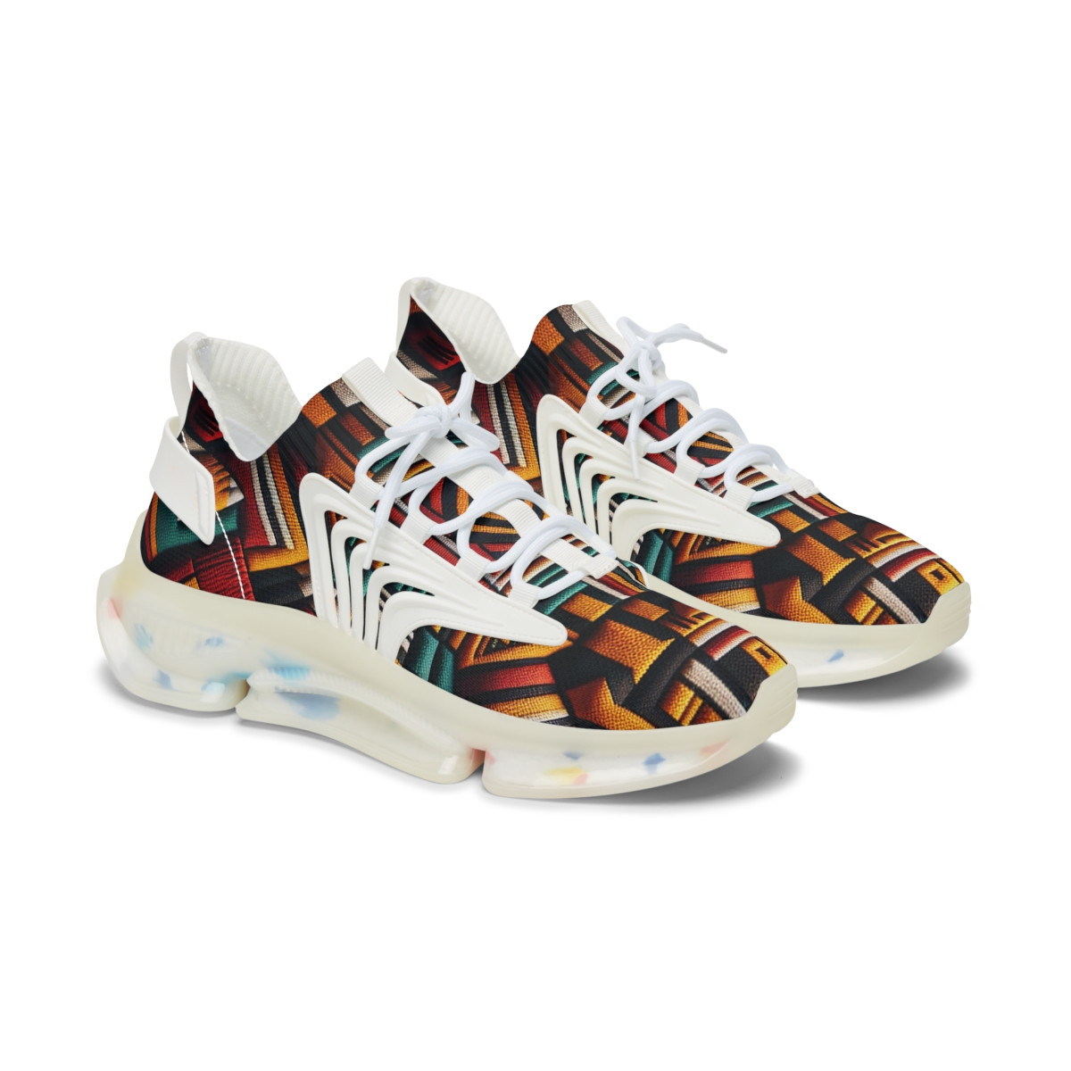 "Kente Kaleidoscope Kicks" - Women's Mesh Sneaker