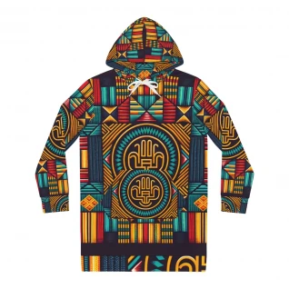 "AfroGlam Kente Enchantment Women's Hoodie Dress"