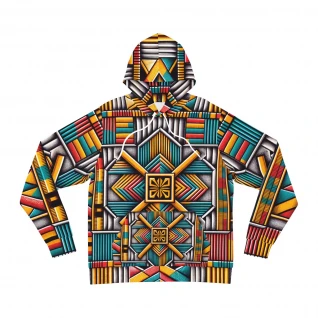 "Kente Kaleidoscope Unisex Fusion Hoodie"