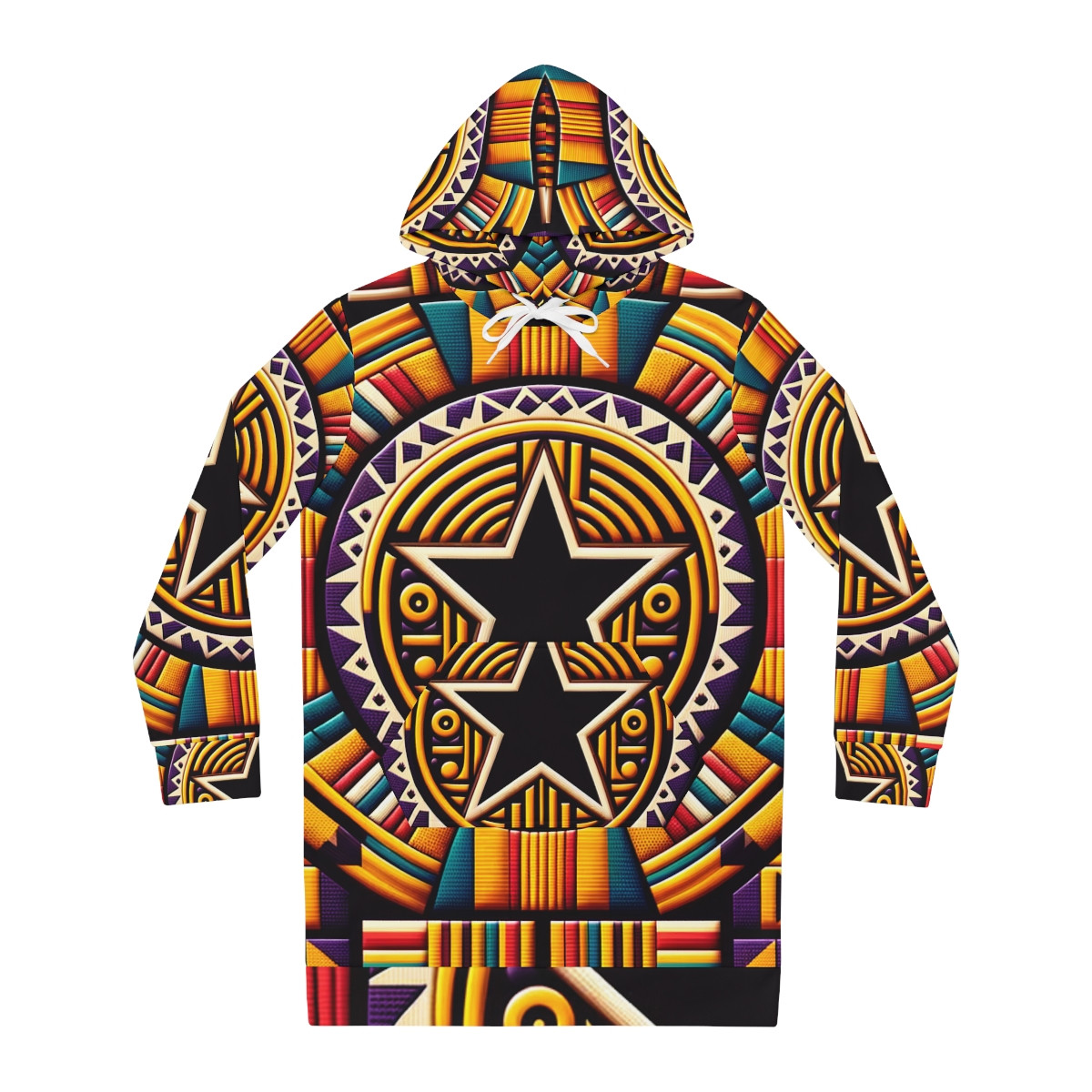 "Afrocentric Vibrance: Women's Kente-Inspired Hoodie Dress"
