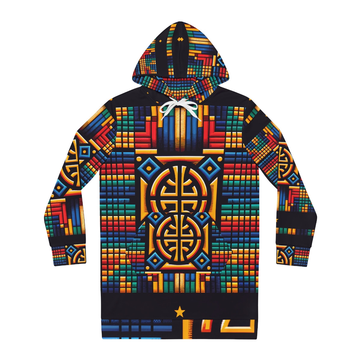 "African Radiance: Kente Couture Women's Hoodie Dress"