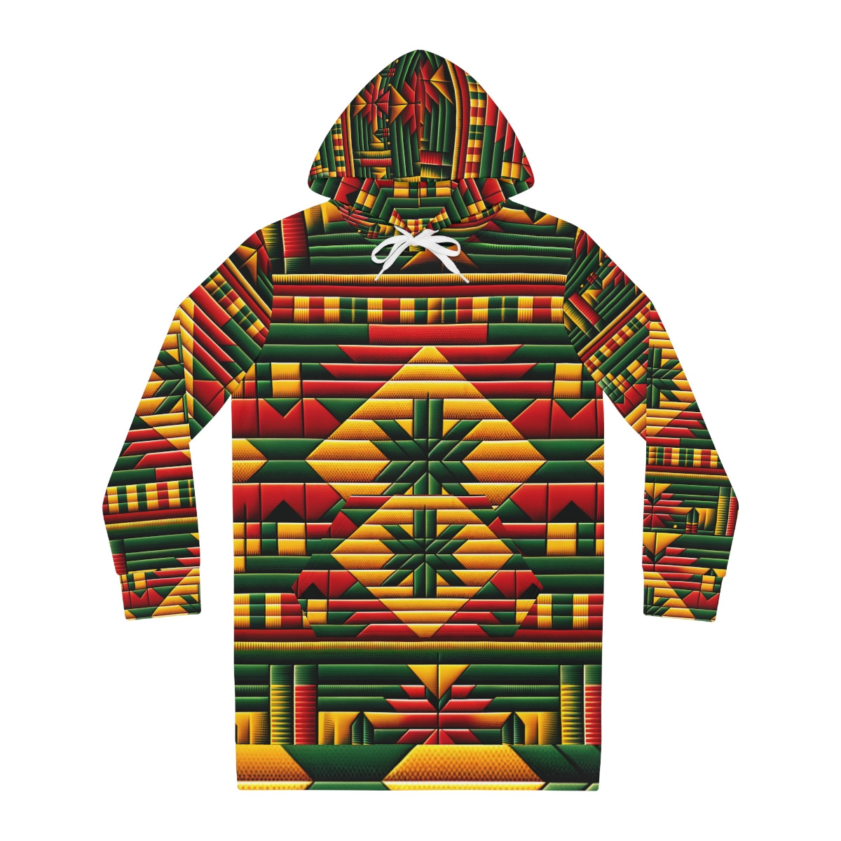"African Elegance: Women's Kente Kaleidoscope Hoodie Dress"