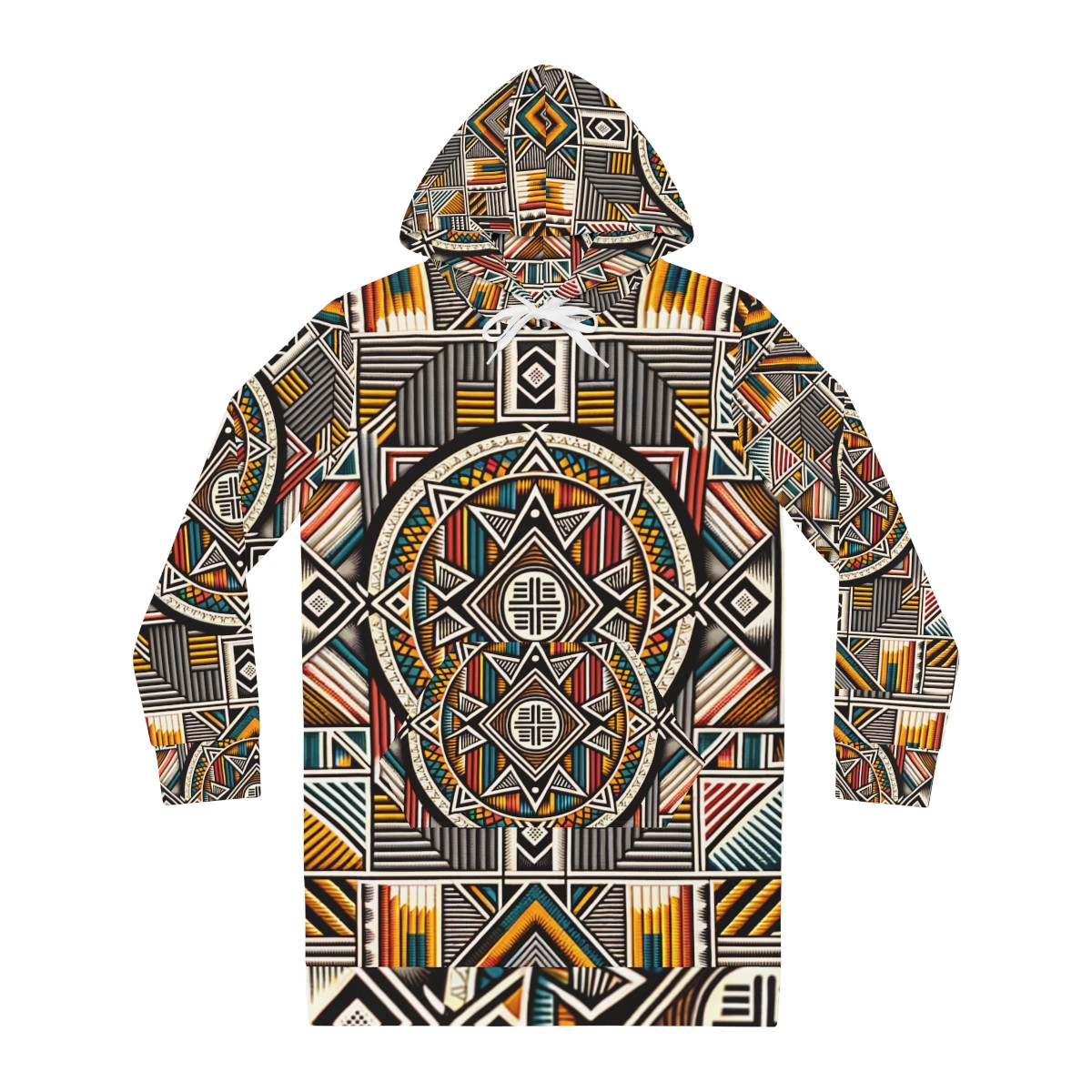 "Kente Kaleidoscope Hooded Diva Dress"
