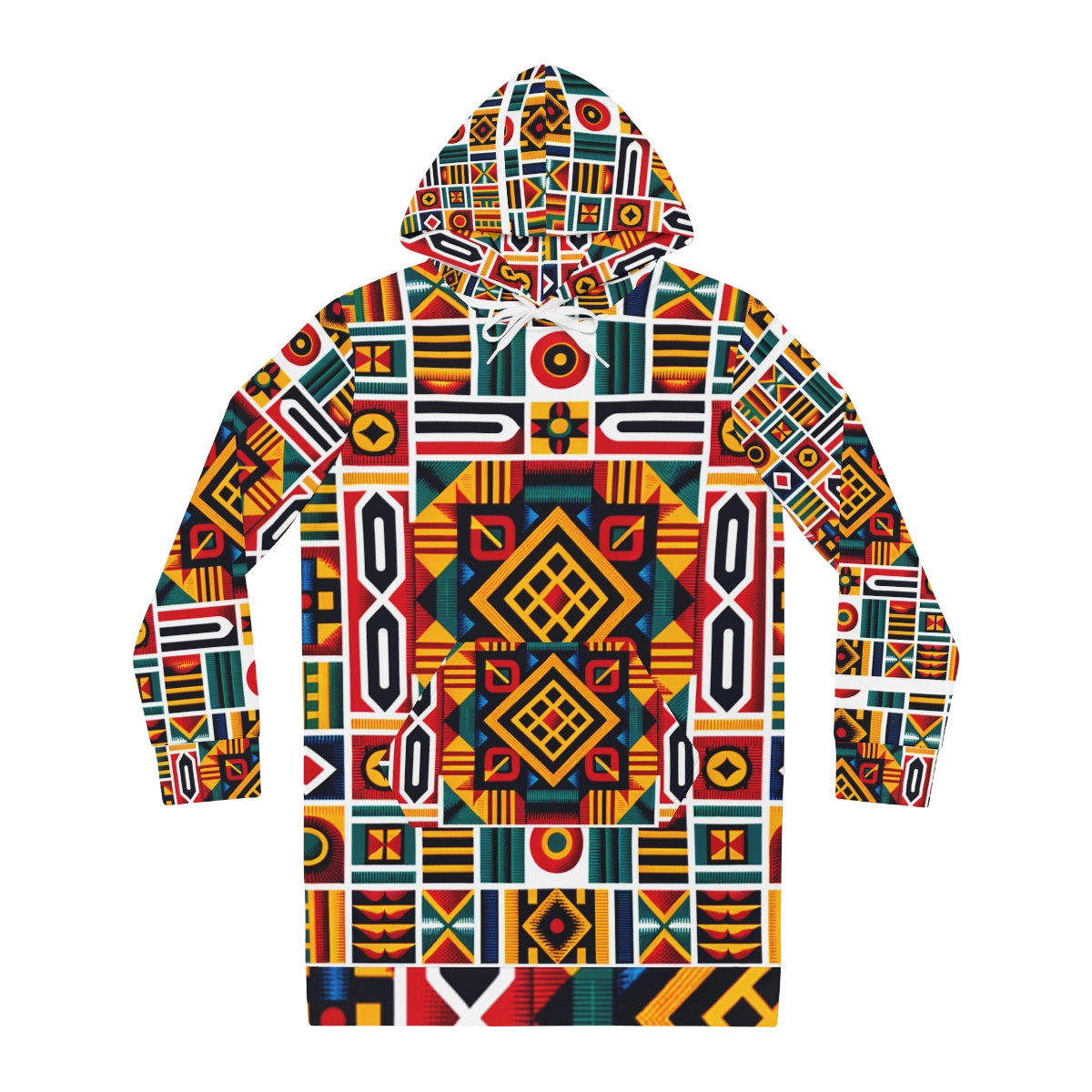 "Heritage Chic Kente Enclave Hoodie Dress"