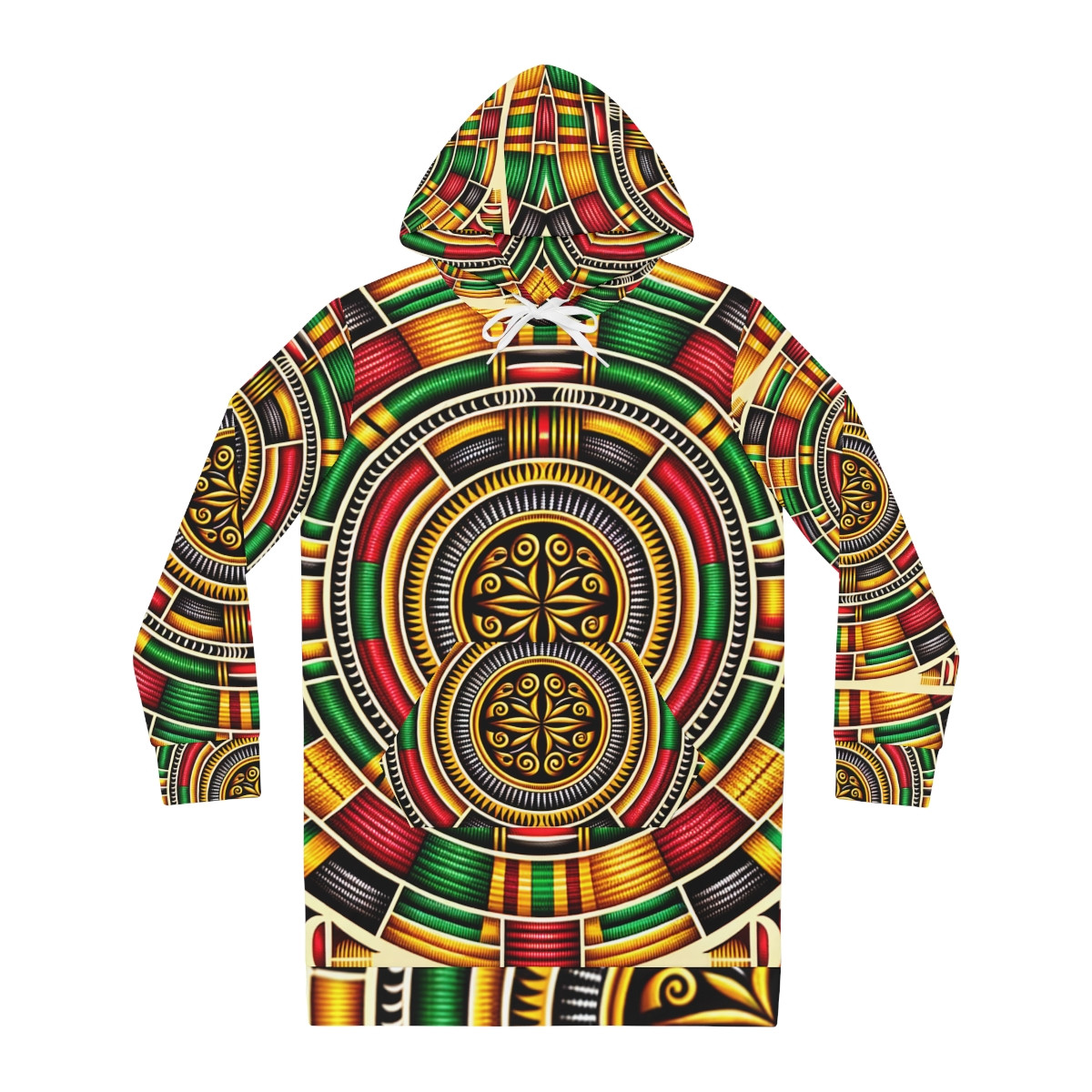 "AfroElegance Kente Artisan Hoodie Dress"