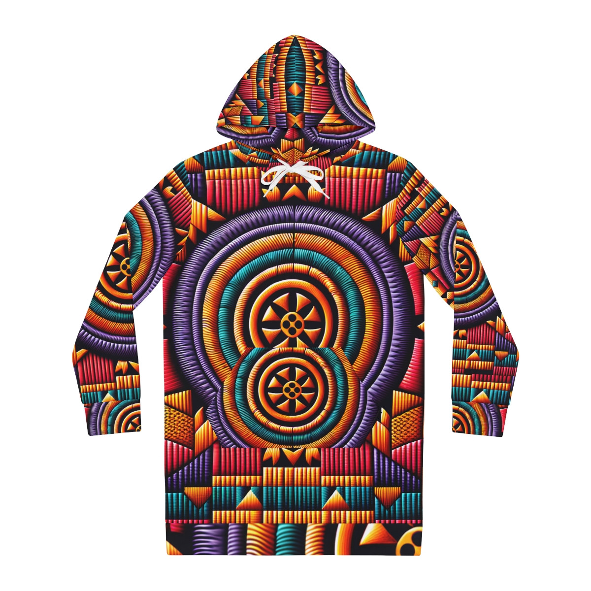 "African Rhapsody: Kente Enchantress Women's Hoodie Dress"