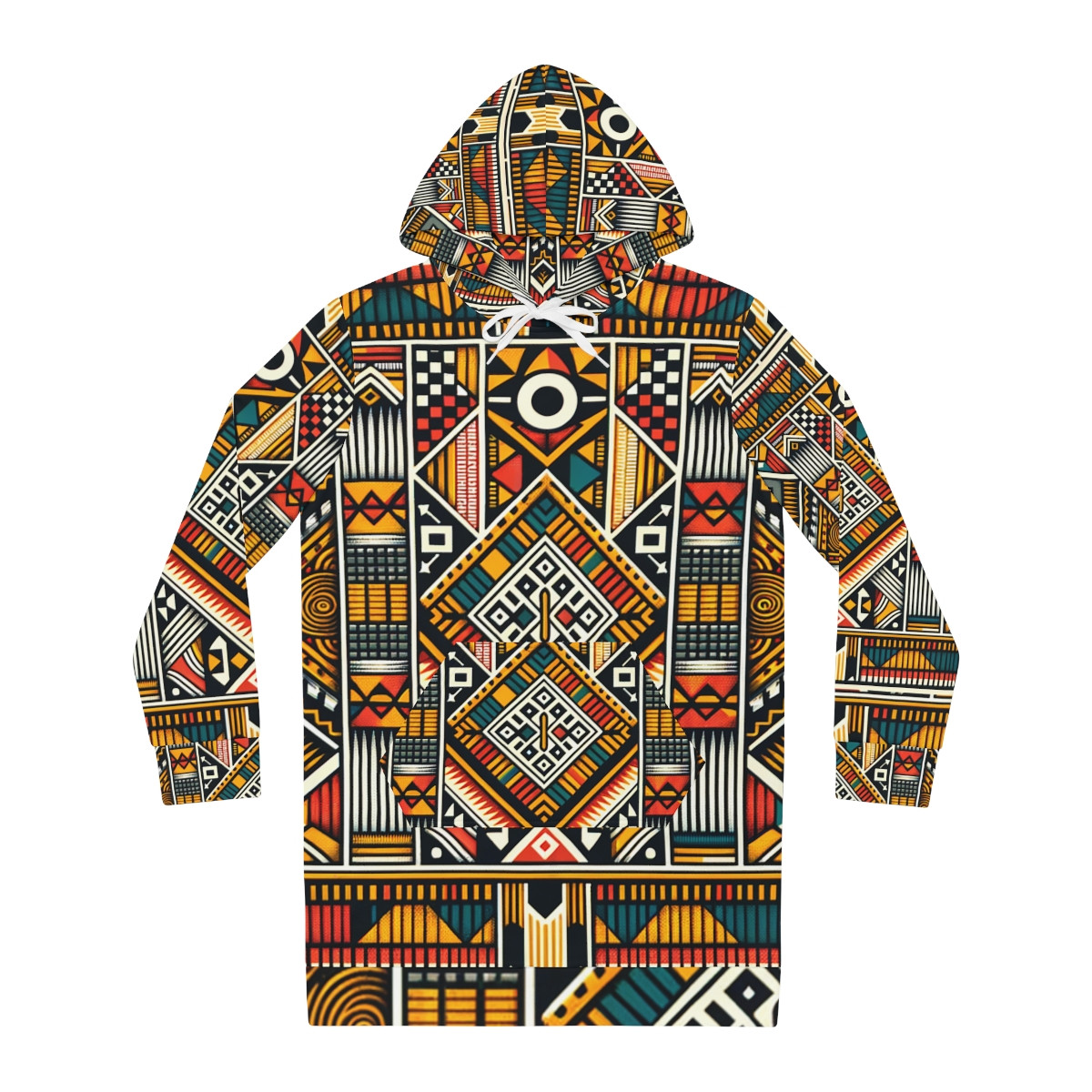 "Heritage Threads Kente Kaleidoscope Hoodie Dress"