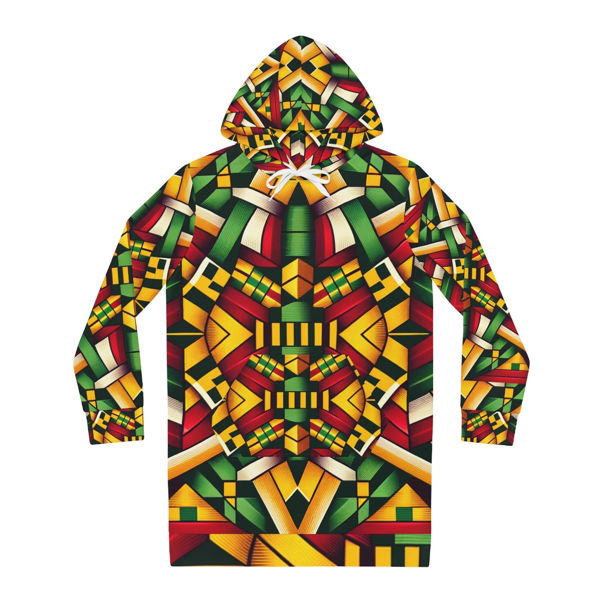 "AfroElegance Kente Couture Hoodie Dress"