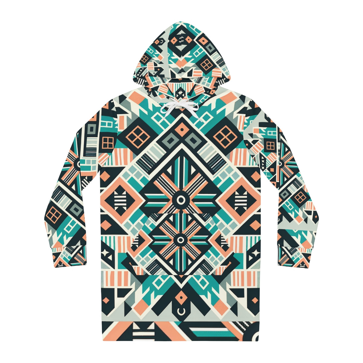 "Heritage Hue Kente Fusion Hoodie Dress"