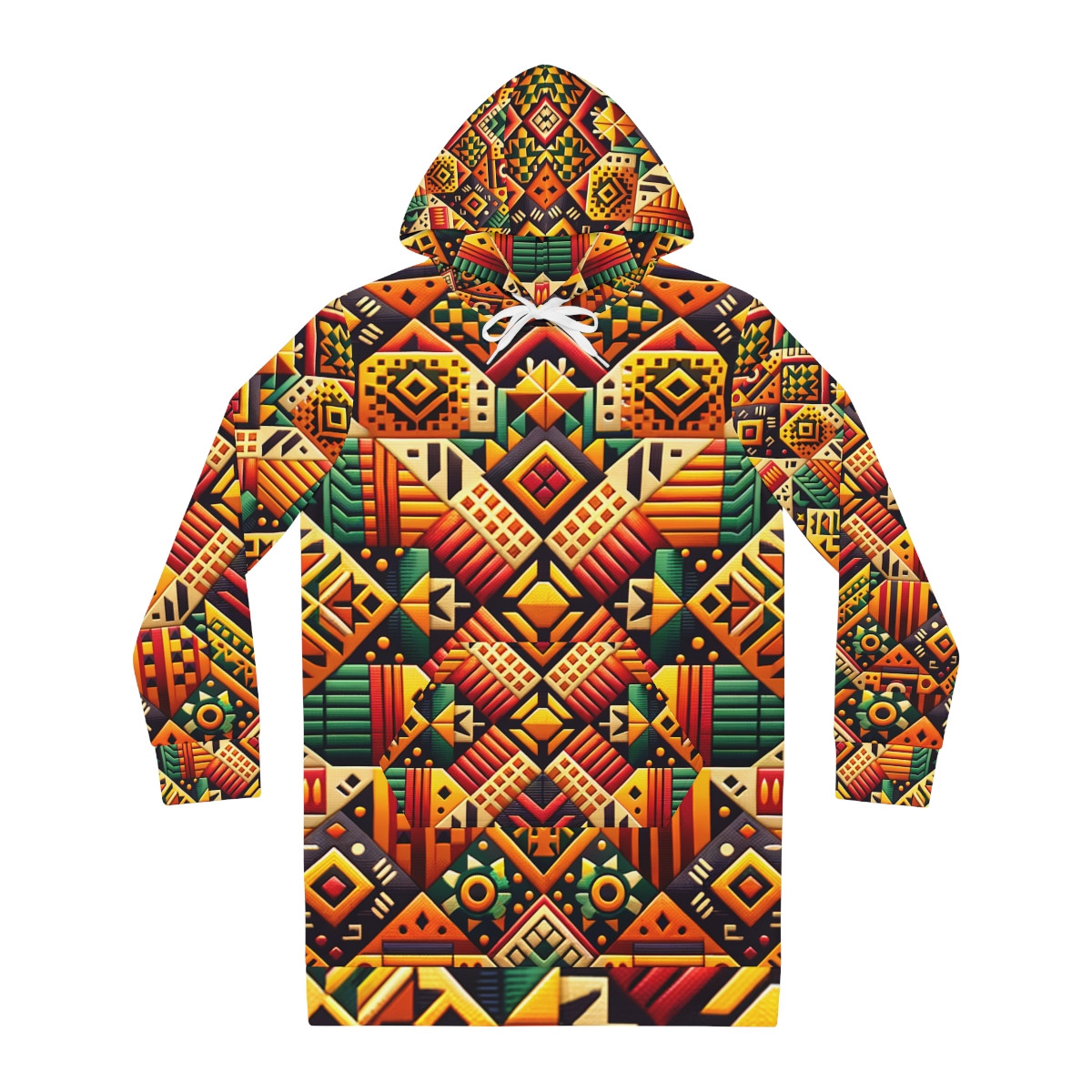 "AfroChic Kente Elegance Hoodie Dress"