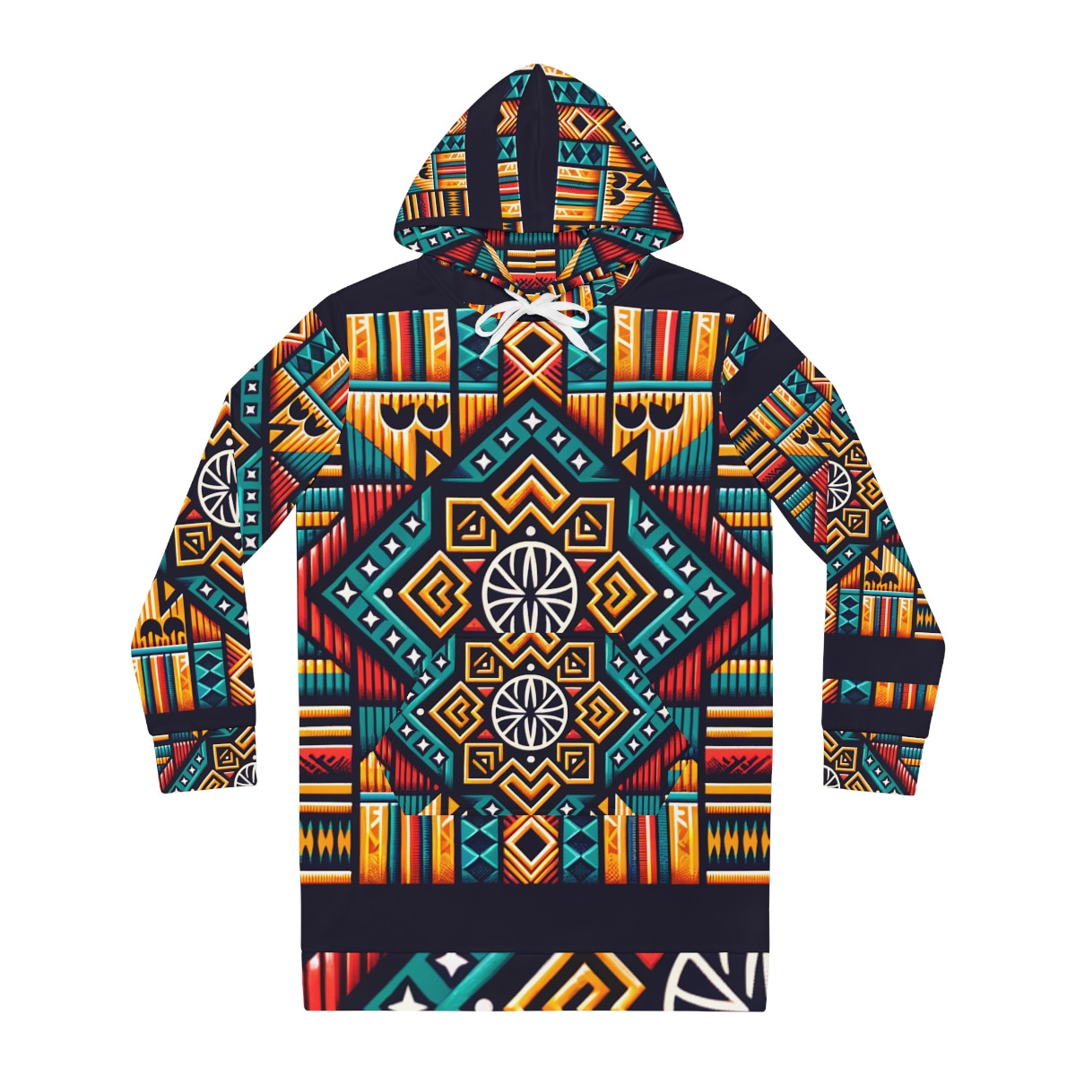 "AfroGlam Kente Radiant Hoodie Dress"