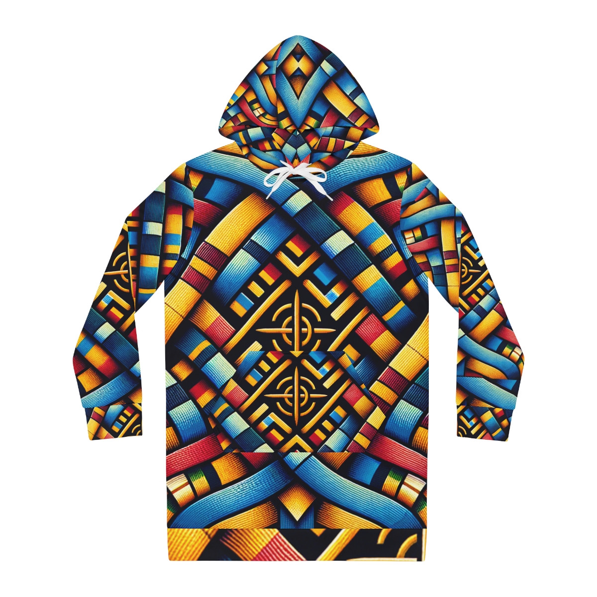 "AfroVogue Kente Splendor Women's Hoodie Dress"